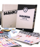 mise en page de livre et coffret, maquette du coffret paranoia nouvelle édition (traduction partielle par Pierre Sagory)